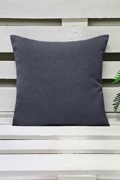 Melodie Linen Throw Pillow Cover Navy Blue 45x45 Cm