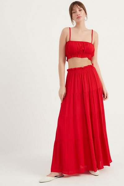 Yoncaekspres Layered Long Wrap Skirt