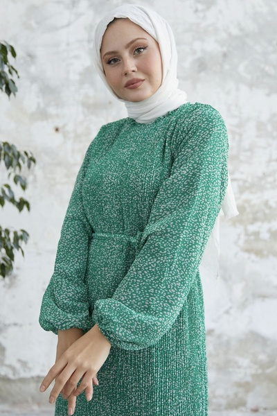 InStyle Сукня-сифон з хрустким візерунком зелена