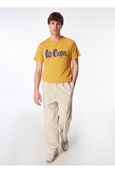 Lee Cooper Men's Round Collar Yellow T-Shirt 242 LCM242017 LONDONLOGO SAFRAN
