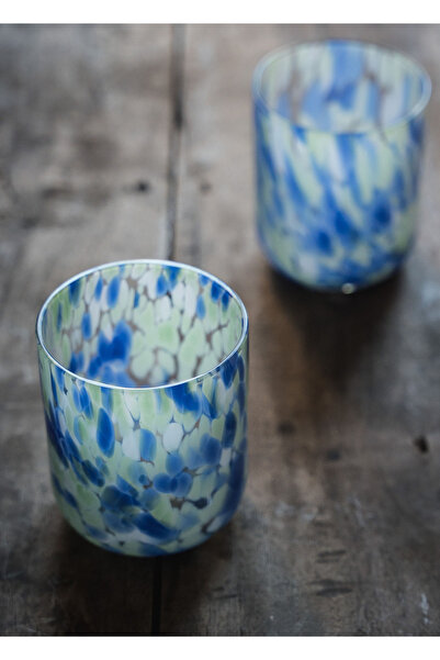The Mia Hand Painted Blue & Green Water Glass 400 ml