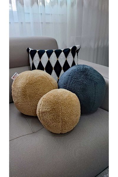 oneplise Pernă/pernă 3 bucăți 1 pernă mare antracit 1 muștar mare/1 muștar mic (42 cm / 25 cm)