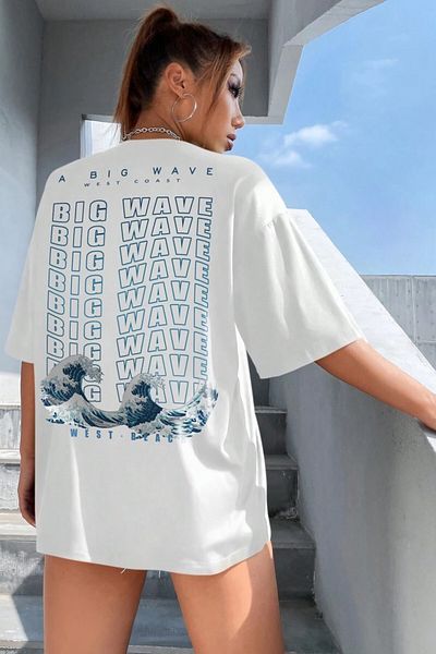 MODAGEN Unisex Big Wawe Printed Oversize T-shirt