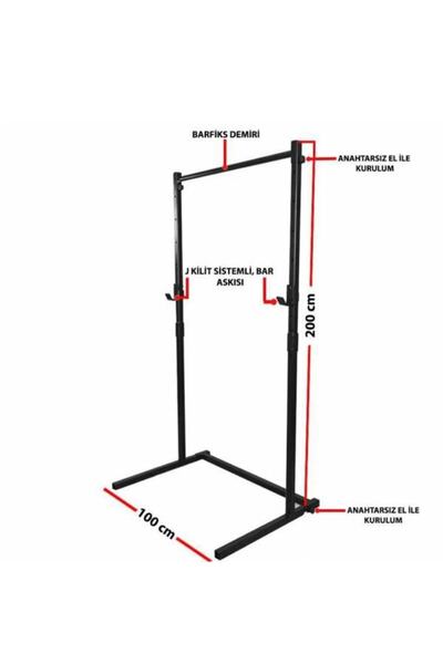 teknotrust Siyah Bench Squat Barfiks Istasyonu 100 İkili 100 - 150 cm