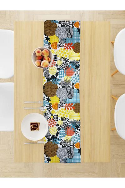 Gofre Home Runner Owl Patterned Digital Print Runner