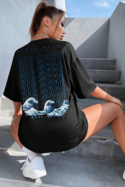 MODAGEN Unisex velké tričko s potiskem Big Wawe