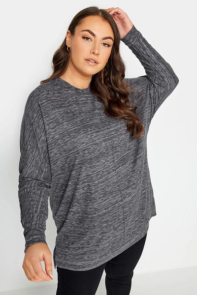 Stil Diva Plus Size Crew Neck Long Sleeve Blouse with Stitching Detail302862