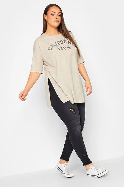 Stil Diva Tricou cu imprimeu cu fante de marime mare 302203