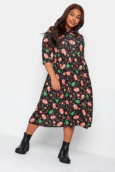 Stil Diva Plus Size Snowman Print Long Dress215927