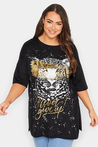 Stil Diva Tricou cu imprimeu cu decolteu mare 301849