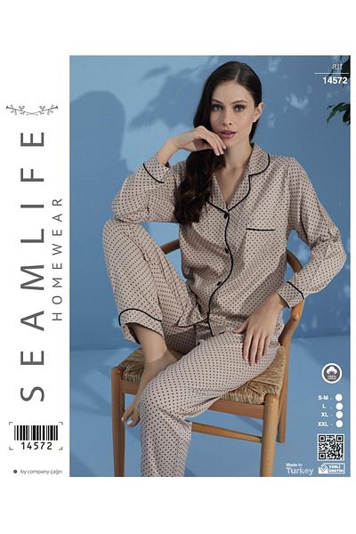 seamlife ΓΥΝΑΙΚΕΙΑ ΜΑΚΡΥΜΑΝΙΚΗ ΥΦΑΝΤΗ ΜΠΡΟΣΤΑ ΚΟΥΜΠΙ ΠΟΥΚΑΜΙΣΟ ΣΕΤ ΠΙΤΖΑΜΑ 14572