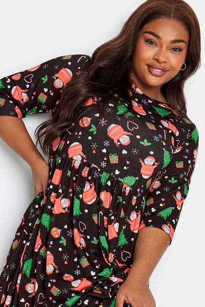 Stil Diva Plus Size Snowman Print Long Dress215927