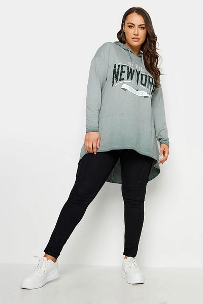 Stil Diva Large Size Long Sleeve Long Back Printed Washable Hooded Sweatshirt302683