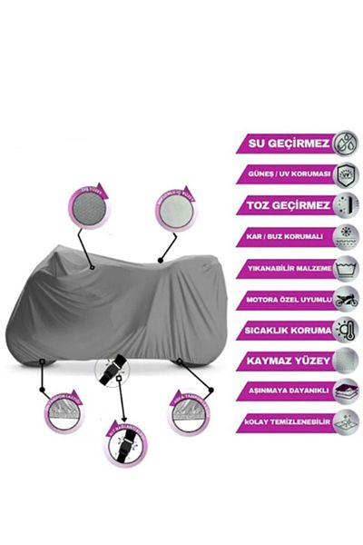 gaman Gray Dustproof Motorcycle Tarpaulin - Waterproof, Bag Phosphor Tape Sun Protection