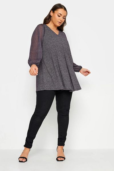 Stil Diva Bluză cu mâneci lungi, cu decolteu în V, cu detaliu din tul 302828