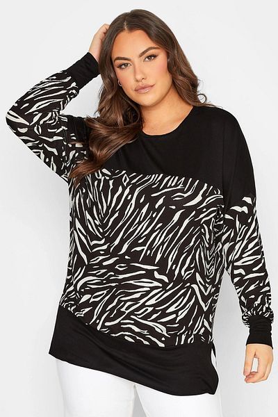 Stil Diva Plus Size Zebra Print Stretchy Fabric Long Blouse301529