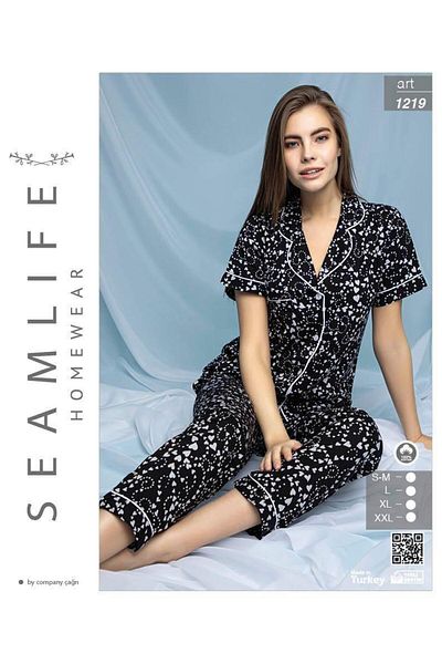 seamlife SET DE PIJAMASĂ DE CAMĂȘĂ ȚESUTĂ DĂMÂNĂ MÂNECĂ SCURTĂ