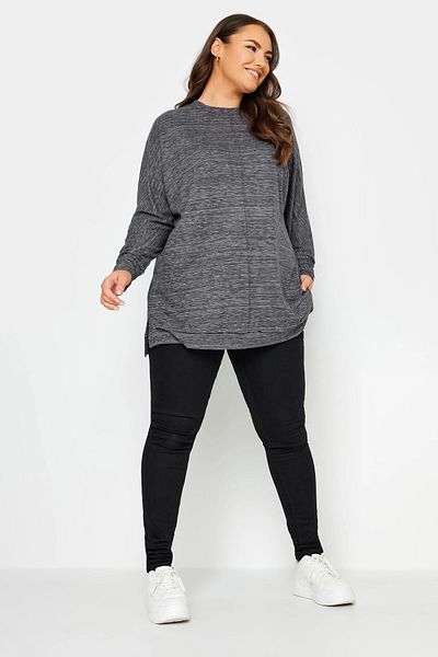 Stil Diva Plus Size Crew Neck Long Sleeve Blouse with Stitching Detail302862