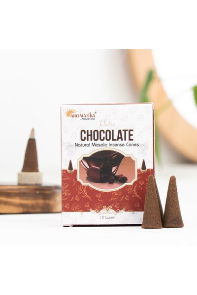 Aromatika Çikolata Aromalı Organik Kömürsüz Konik Tütsü