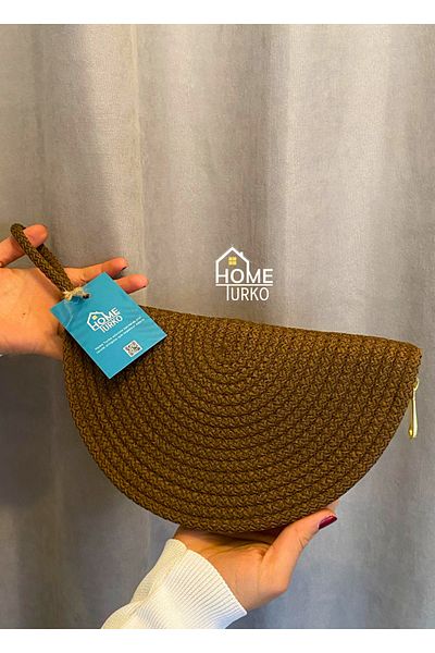 HomeTurko Jute Decorative Wallet, Bag Organizer, Jute Bohemian Style Wallet, Zippered Wallet