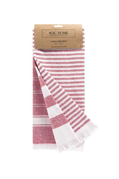 Denizli Concept Red and White Striped 3-Piece Drying Cloth - Eliza Multi-Purpose Cloth/Napkin - 45X65Cm