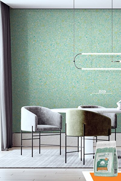 Ventrawall Isı Ve Ses Yalıtımlı Sürülen Duvar Kağıdı | %100 Pamuk | Desenli Turkuaz | B09-1,5 Kg |5m²