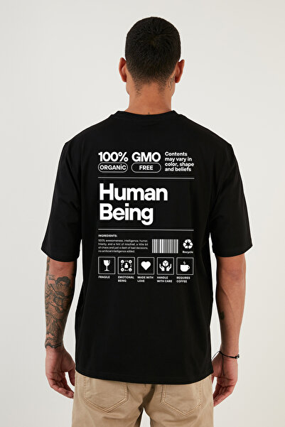 offsidesign Unisex Oversize T-Shirt Human Being Design Back Printed T-Shirt S...