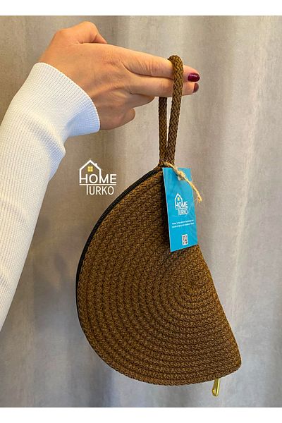 HomeTurko Jute Decorative Wallet, Bag Organizer, Jute Bohemian Style Wallet, Zippered Wallet