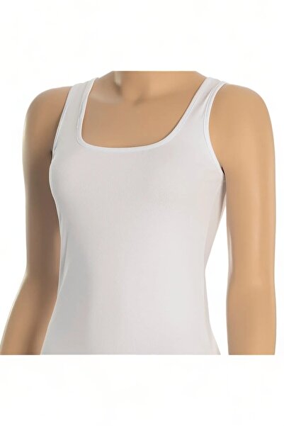 Ceylanoğlu Kadın %100Pamuklu Ribana Saten Geniş Askılı Atlet