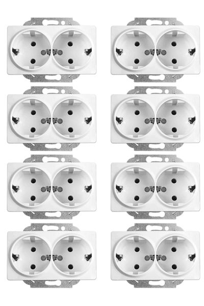 VİKO Viko Linnera Double Grounded Socket White90440056 (Frame Included) (8 Pieces)