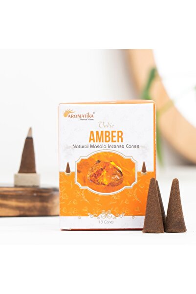 Aromatika Amber Aromalı Organik Kömürsüz Konik Tütsü