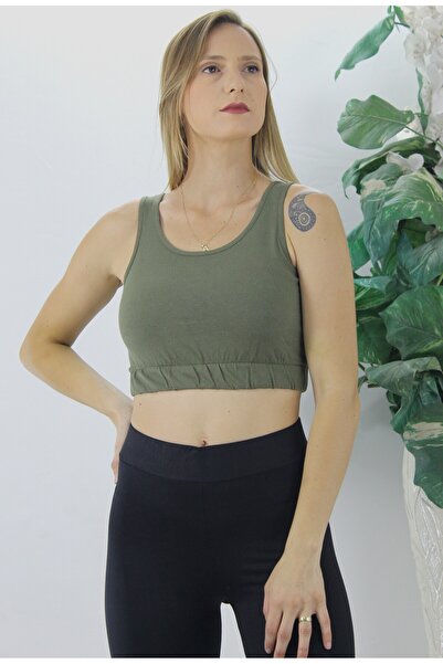 TREND Elastic Waist Crop Khaki - Lks2907.022