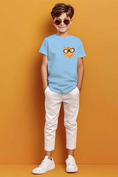 ADABEBEK Tricou Băiat Cu Ochelari Față Zâmbitoare Imprimat Emoticon