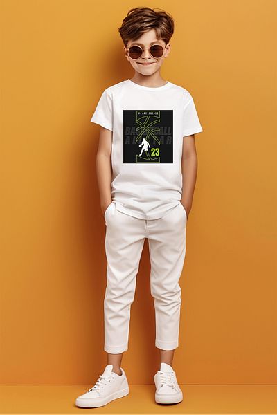 ADABEBEK Tricou imprimat pentru băiat cu tematică de baschet mărimea 23