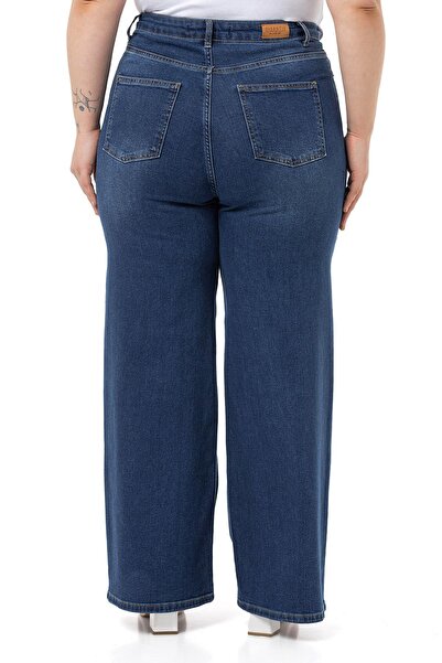 DISENTIS MODEST Μπλε τζιν παντελόνι με ψηλόμεσο φαρδύ πόδι