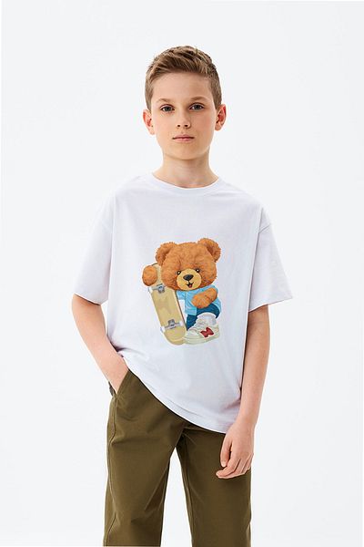 ADABEBEK Adidași Skateboarding Teddy Bear Tricou băieți cu imprimeu