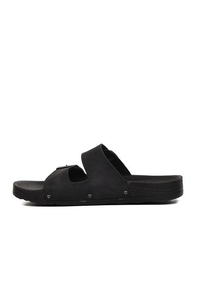 Pierre Cardin PC-7241 Black Nubuck Double Striped Men's Slippers