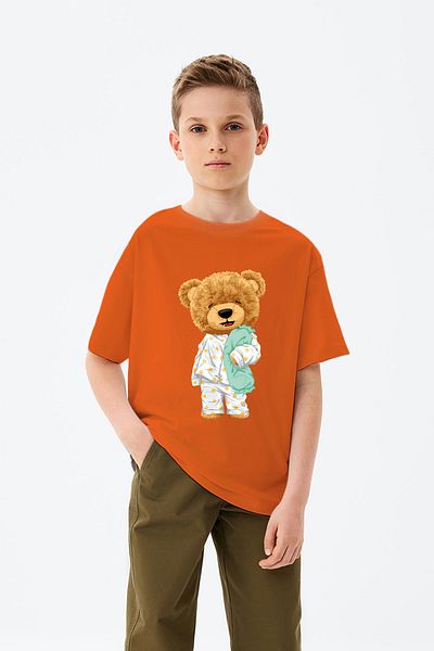 ADABEBEK Tricou pentru băiat cu ursuleț de pluș cu tematică Sleep Time