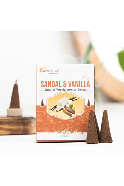 Aromatika Sandal & Vanilya Aromalı Organik Kömürsüz Konik Tütsü