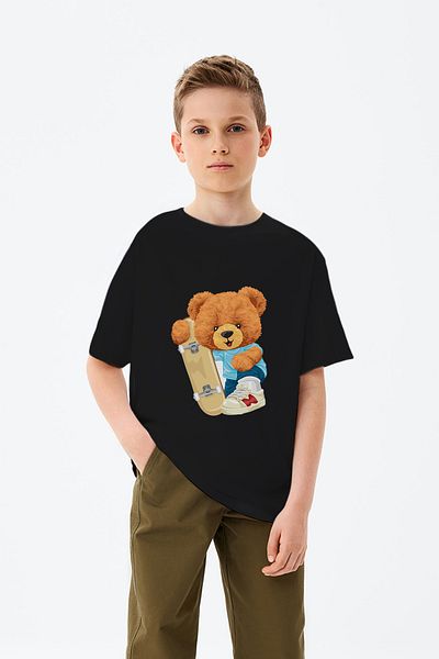ADABEBEK Skateboarding Teddy Bear με στάμπα για αγόρι με αθλητικά παπούτσια