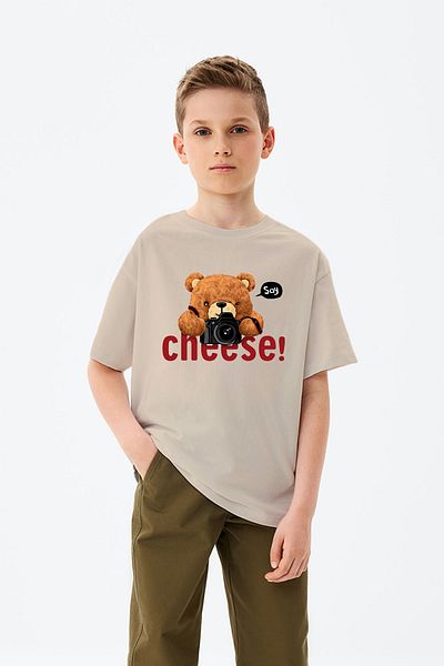 ADABEBEK Chlapecké tričko Teddy Bear s potiskem Say Cheese Written Toy