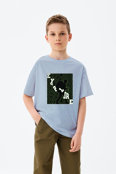 ADABEBEK Tricou pentru băiat cu imprimeu colorat Explore Text