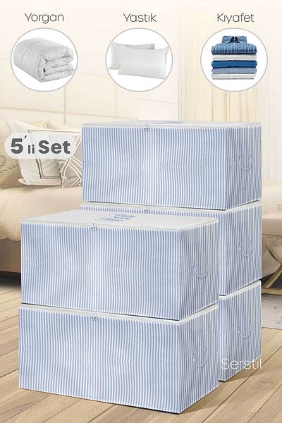 Serstil 5 Bucuri - Geanta Dimensiune Medie Dungi Albastre 63 X 40 X 34 Cm