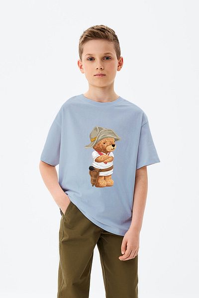 ADABEBEK Tricou pentru băieți cu imprimeu ursuleț de pluș cowboy cu pălărie