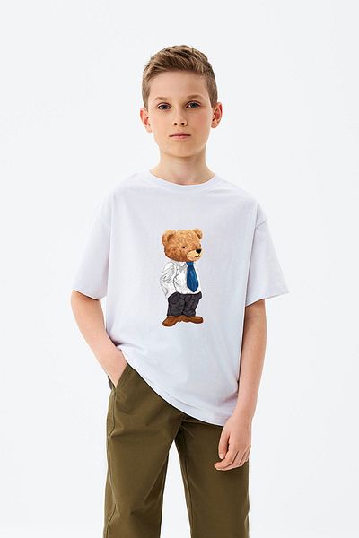 ADABEBEK Jucărie Teddy Bear Printed Tricou pentru băiat cu costum