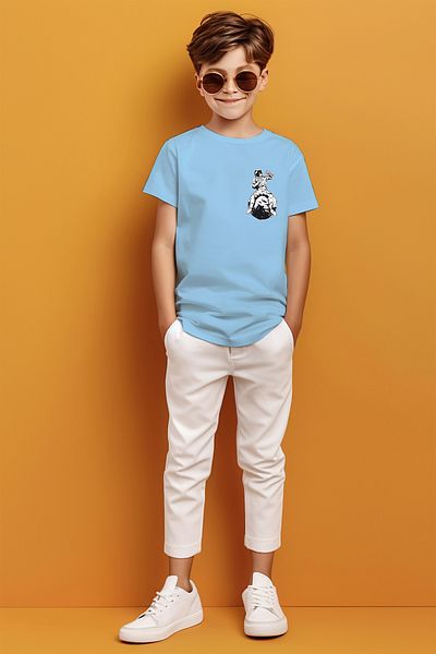 ADABEBEK Tricou pentru băieți cu imprimeu astronaut așezat pe lună
