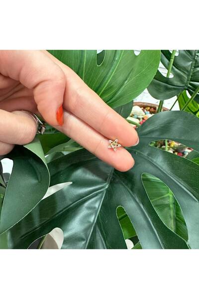 Liva Cerrahi Çelik Taşlı Piercing Labret Kulak Conch Forward Helix Kıkırdak T...