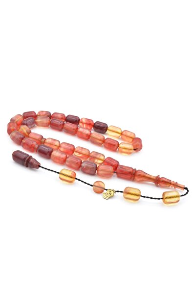 Murty99 Молитвени мъниста от розов кехлибар с щампа Ali Ağış, подписани с кап...