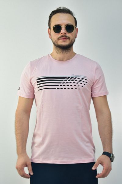 Escetic Ανδρικό μπλουζάκι σε σκόνη Slimfit 95% βαμβακερό μονόκλινο αναπνεύσιμο αθλητικό μπλουζάκι 0780