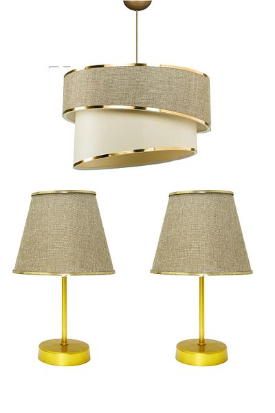 BBY HOME & DESIGN Faustina Model CHANDELIER-LAMPSHADE-COMMIDINE Set